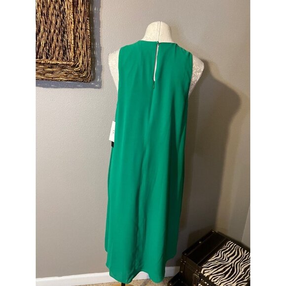 Halston Dress Viridian Green 12 Flowy Midi NWT - Picture 5 of 8